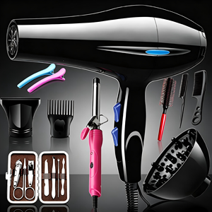 Asciugacapelli Professionale ad Alta Potenza con Ioni Negativi, Aria Calda e Fredda, Diffusore, Pettini per lo Styling, per Uso Domestico e Salone - Product Image 3