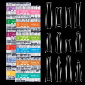 <span class=keywords><strong>Faux</strong></span> ongles transfrontaliers super longs en forme de tuyau d'eau, 504 pièces en boîte, transparents, à coller entièrement, French XXXL Denim - Product Image 1
