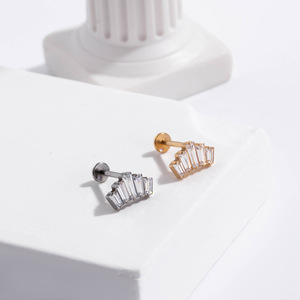 <strong>High</strong> <strong>Quality</strong> G23 Titanium F136 Geometric Zircon Moon Cartilage Earrings Piercing <strong>Jewelry</strong>