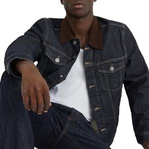 New Arrivals Fashion Casual Unisex Style Robust Denim <b>Jacket</b> With <b>Corduroy</b> Collar and Button Sleeve Cuffs - Product Image 4