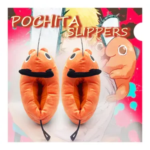 New Design Pochita Plush Slippers Home Warm Chainsaw Plush Slippers Comfortable Man Anime Cartoon Sponge Indoor Slippers CN;JIA