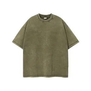 Street Wear 275 Gsm 100% Katoen Zuur Wassen Zwaargewicht Mannen Custom Steen Gewassen Vintage T-Shirt