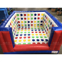 Raksasa 3D dewasa dan tim anak-anak bermain Twister permainan pesta interaktif aktivitas menyenangkan Inflatable Twister di dinding dengan papan untuk dijual