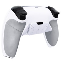 Kit de remap RISE4 remappable à poignée caoutchoutée blanche pour PS5 avec carte de mise à niveau et coque arrière et bouton arrière pour contrôleur PS5