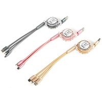 Nouveau Câble de Données Rétractable Type-C 3A à Charge Rapide Un-vers-Trois, Compatibilité pour Téléphone Portable Android, Voiture et Imprimante, pour Oppo