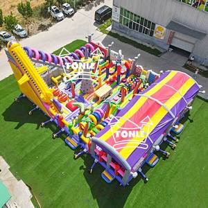 Parque temático de ciudad al aire libre, centro de juegos inflable de 29 pies de altura, tobogán de avión, carrera de obstáculos comercial para niños y adultos para alquiler de fiestas - Product Image 6
