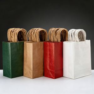Custom Logo Eco-Friendly Biodegradable Luxury Kraft Paper Bag Twisted String Handle Ribbon for Promotion Supermarket Exhibition - Product Image 3