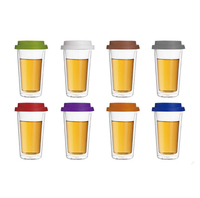 Tazas de Viaje de Vidrio Borosilicato de Doble Pared de 8oz, 12oz y 16oz, con Tapa de Bambú Aislante, Resistentes al Calor, Estructura de Doble Capa, Sopladas a Mano