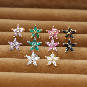 Brincos de Alta Qualidade para Comércio Exterior Transfronteiriço 2016 Atacado Flor Zircônia Colorida Pétalas de Zircônio Acessórios Chiques - Product Image 2