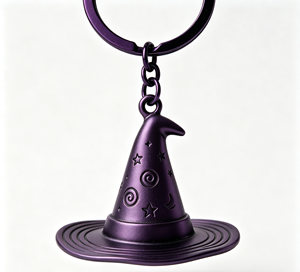 Purple Metal Witch Hat Key Chain Engraved Pendant <b>Keyring</b> Halloween Gift Accessory - Product Image 5