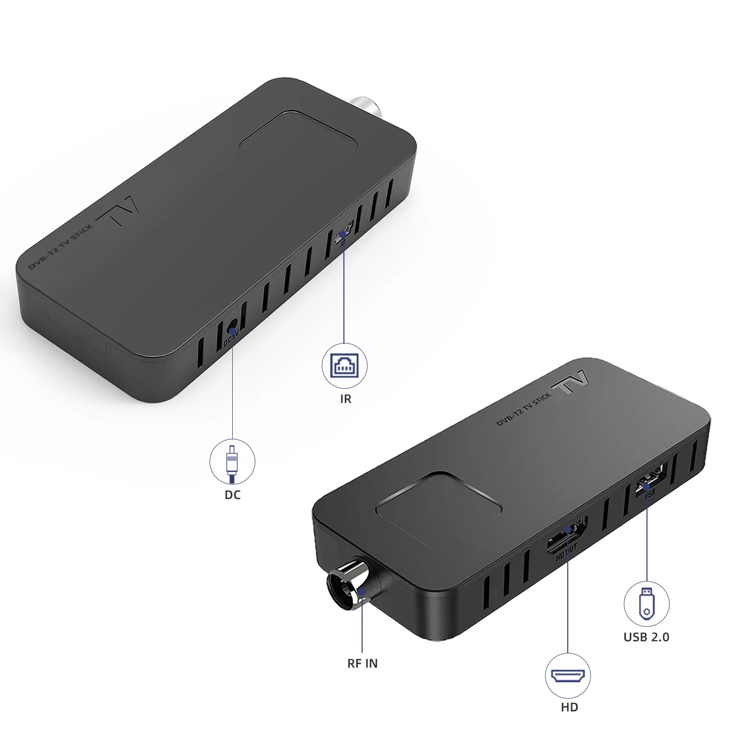 Decodificador FTA DVB T2 H.265 TV stick USB dongle DVB T2 10bit 1080P Receptor compatible con MPEG4 10BIT WIFI decodificador de Caja superior de P.