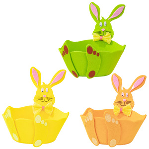 New <b>Easter</b> Decoration Storage Basket with Bunny Ears Cartoon Bunny Round Candy Basket Factory Wholesale Application - Product Image 5