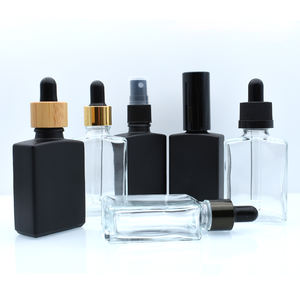 Flacons compte-gouttes en verre rectangulaires clairs rectangulaires carrés noirs mats de 30ml <span class=keywords><strong>pour</strong></span> huile essentielle cosmétique Vente en gros du marché américain - Product Image 2