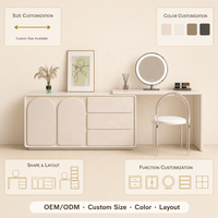 Meuble-lavabo moderne en contreplaqué avec rangement intégré, design extensible, hauteur réglable, table de maquillage pour usage commercial