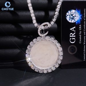 Luxury Jewelry Moissanite Pendant Round Brilliant Cut 925 <b>Silver</b> Rhodium Plated Letter C Photo Pendant GRA Fashion Jewelry - Product Image 2