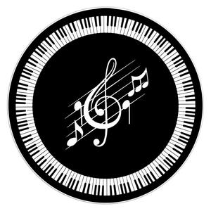 Alfombra moderna redonda con diseño de notas musicales, de terciopelo cristalino, resistente a las manchas, decoración para el hogar, para sala de estar, dormitorio, junto a la cama - Product Image 1