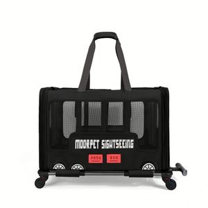 Luxury Portable Pet Carrier Airline Approved Foldable Oxford Stroller <b>with</b> <b>Wheels</b> Breathable Cats Handbag <b>Backpacks</b> for Pets - Product Image 2
