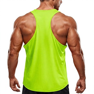 Men's <b>Neon</b> Green Sleeveless Tank <b>Top</b> Quick Dry Sporty Fit Bodybuilding <b>Vest</b> O Neck Knitted Polyester Solid Color - Product Image 1
