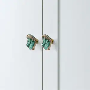 Maxery रचनात्मक अनियमित आकार क्रिस्टल पीतल कैबिनेट संभालती साटन पीतल संभालती दरवाज़े के हैंडल के लिए आंतरिक दरवाजा