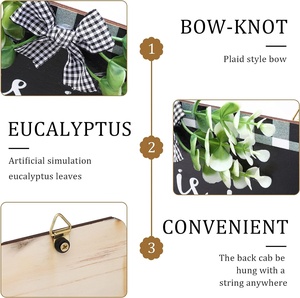 2 ชิ้น Buffalo ลายสก๊อตไม้ป้ายตกแต่งผนังชนบท Buffalo ลายสก๊อตป้ายสีดําและสีขาว Vintage ฟาร์มเฮาส์ตกแต่งสําหรับบ้าน - Product Image 2