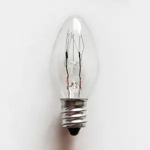 Incandescent Bulb 10w Hot Sale C7 Conventional Colored Candle E12 5W/7W/10W/15W Incandescent Bulb For Holiday Decorationc7 E12 Base Bulb Incandescent