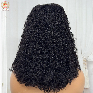 Perruque à double tirage Pixie Curly 250% Density 4x4 Lace Frontal Hair Perruques cheveux humains à boucles romaines Remy Hair Couleur naturelle pour femmes - Product Image 1