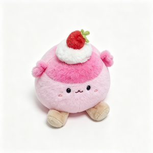 Peluche alimentaire personnalisée mignonne, peluche crème fraise, aliment en forme de rond, peluche dessert fraise, jouet peluche gâteau rose - Product Image 2