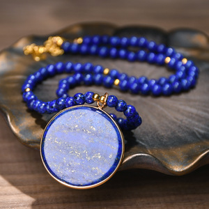 Collier en perles de lapis-lazuli bleu, best-seller, pour femmes, collier pendentif en pierre naturelle de luxe, forme goutte, pour chaîne de pull, bijoux - Product Image 3