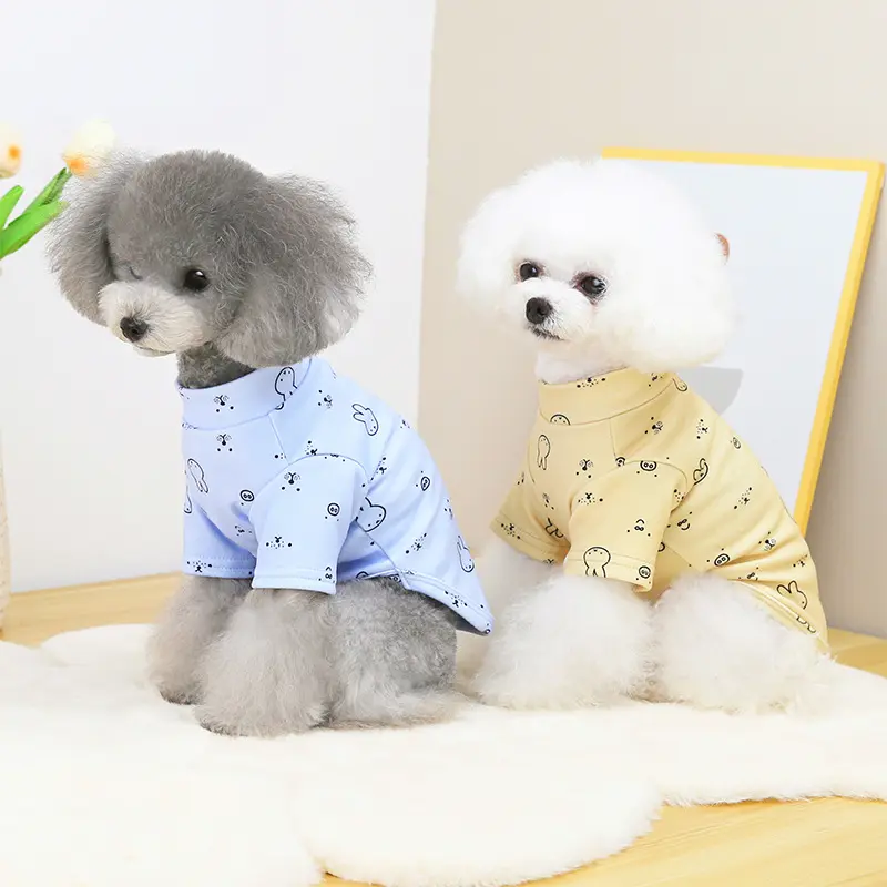 ウサギのプリント犬のTシャツペットプリントポリエステル服ファッショナブルな犬のシャツTシャツ犬のベスト服