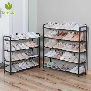 Étagère à chaussures en métal noir Portable pliable lumière multi-compartiments armoire à chaussures en fer pour salon ou meubles d'entrée - Product Image 5