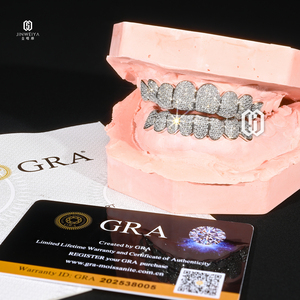 925 Silver Iced Out Moissanite Grillz 8 Top 8 Bottom Custom Hip Hop Rapper <strong>Jewelry</strong> Diamond <strong>Teeth</strong> Grills - Product Image 3