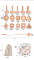 Juego de Aprendizaje de Formas 3 en 1 Montessori para Bebés, Juguetes de Enhebrado para Niños, Juguetes Educativos de Tornillos y Tuercas para Niños, Juguete de Madera