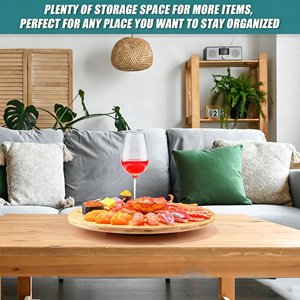 Plateau tournant Lazy Susan en bambou, plateau de service rond en bois pour la cuisine et la table à manger - Product Image 4