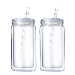 Gobelet à paille en plastique PC à double paroi, écologique et durable, de 16 oz, avec design moderne en forme de globe de neige et de bocal Mason en acrylique, portable, sérigraphié - Product Image 3