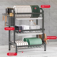 Ventes chaudes Égouttoir à vaisselle double compact pour cuisine, ensemble avec égouttoir, grand égouttoir à vaisselle antirouille, porte-ustensiles, design moderne