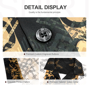 Camicie Casual di Lusso da <span class=keywords><strong>Uomo</strong></span> con Stampa Dorata Distintiva per Ricevimenti e Gala - Product Image 2