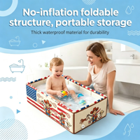 Baignoire Bébé Pliable Grande Capacité à Motifs de Dessins Animés, Gonflable, Sans BPA, Antidérapante, avec Bouchon de Vidange, Portable - Vente en Gros