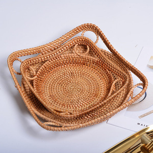 Natural Bamboo Rattan Fruit <b>Basket</b> for Kitchen Storage Vegetable Potatoes Onions Snack Food Bread Gift Handmade - Product Image 1