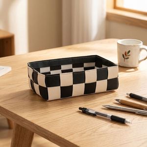 PU Leather Modern Durable Promotional Cosmetic Storage <b>Organizer</b> Box Entryway Console Table <b>Key</b> Miscellaneous Storage Tray - Product Image 4