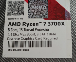 Procesador de CPU <span class=keywords><strong>AMD</strong></span> <span class=keywords><strong>Ryzen</strong></span> 7 <span class=keywords><strong>3700X</strong></span> <span class=keywords><strong>R7</strong></span> <span class=keywords><strong>3700X</strong></span> de Escritorio, 8 Núcleos, 16 Subprocesos, AM4, en Caja y Bandeja Usadas - Product Image 3