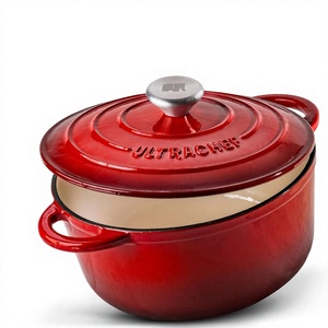 <span class=keywords><strong>Cocotte</strong></span> <span class=keywords><strong>en</strong></span> <span class=keywords><strong>fonte</strong></span> émaillée ULTRACHEF - Utilisation sur cuisinière et four - 24 <span class=keywords><strong>cm</strong></span> - Capacité 38 L - Rouge - Product Image 1