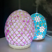 Humidificateur d'air intelligent de couverture en verre de mosaïque fait à la main de luxe 250ml Mini diffuseur d'arôme ultrasonique avec 7 lumières LED romantiques pour la maison