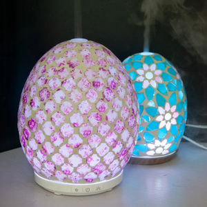 고급 수제 모자이크 유리 커버 스마트 가습기 가정용 7 로맨틱 Led 빛과 250ml 미니 초음파 아로마 디퓨저 - Product Image 5