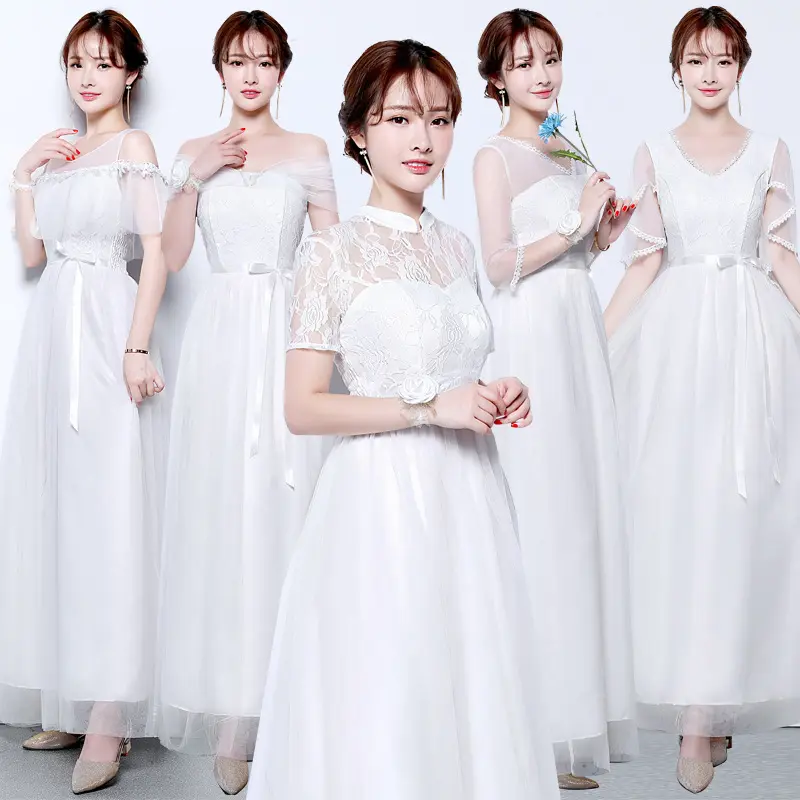Os convidados da noiva Bonita 5 estilos de festa de Casamento vestido de Manga Curta vestidos de Dama de honra do baile de finalistas