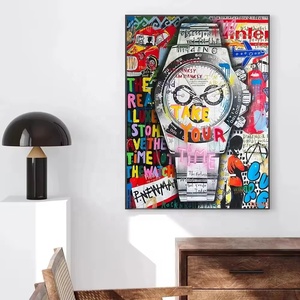 Décoration d'intérieur moderne : Tableau lumineux LED en porcelaine effet cristal diamant, Horloges tendance, <span class=keywords><strong>Art</strong></span> encadré imprimé pop style graffiti mural urbain - Product Image 5
