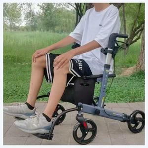 <b>Walker</b> Rollator Four Wheel Sit And <b>Push</b> Folding Mobility Aid For Elderly Outdoor Use - Product Image 2