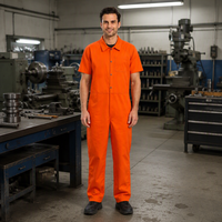 Combinaison de travail personnalisée pour homme à manches courtes, combinaison une pièce, uniforme de mécanicien d'usine, poche poitrine, vêtements de travail industriels, logo OEM