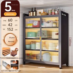 Large Capacity Eco Friendly Waterproof Metal Modern Multifunction <b>Storage</b> Rack Double Door <b>Kitchen</b> Cabinet Microwave Tableware - Product Image 4