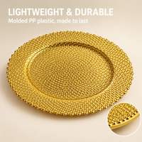 Assiette de Présentation Texturée Perlée, Assiette Décorative, Sous-Assiette à Finition Métallique pour Mariage et Fêtes, Décoration de Table, 5 Couleurs, Vente en Gros