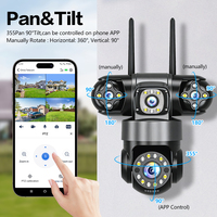 Kamera Keamanan Komersial WiFi PTZ 16MP 4-Lensa 360 °   CCTV PTZ Luar Ruangan Tanpa Titik Buta dengan Deteksi Gerak untuk Gudang, Toko, Pabrik